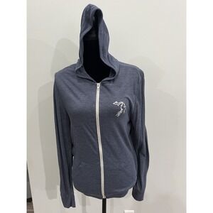 Alternative Women's Small Rooted Michigan Long Sleeve Full Zip Hooded Shirt Blue